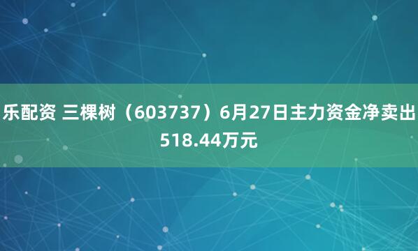 乐配资 三棵树（603737）6月27日主力资金净卖出518.44万元