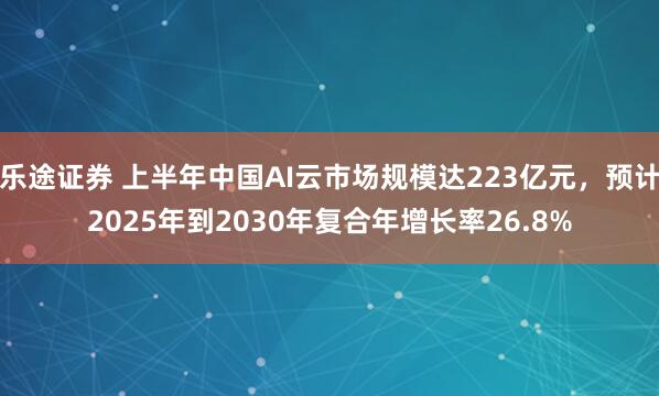 乐途证券 上半年中国AI云市场规模达223亿元，预计2025年到2030年复合年增长率26.8%